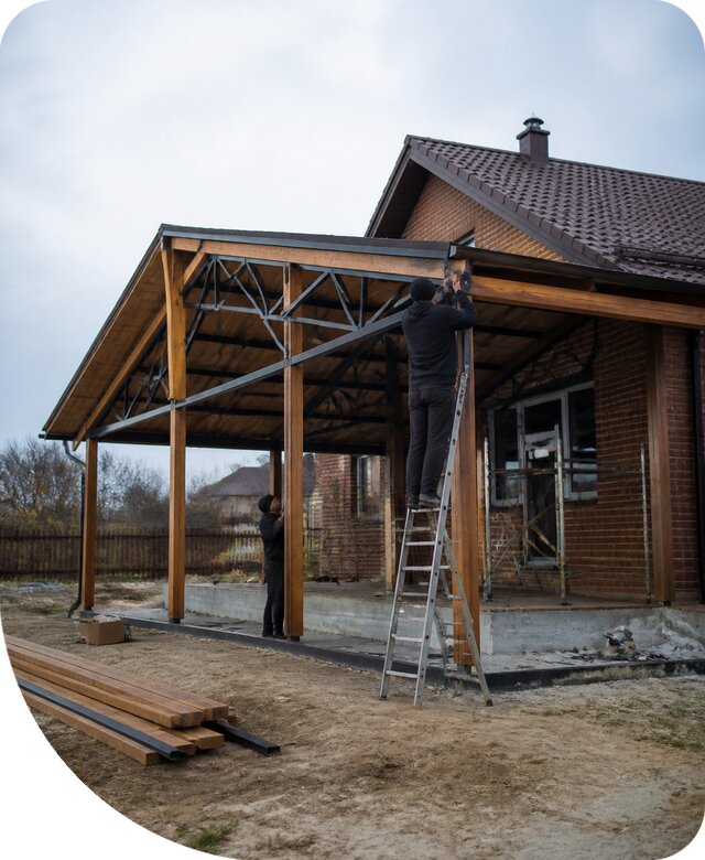 Пристройка навеса к дому и участку в Таганроге под ключ